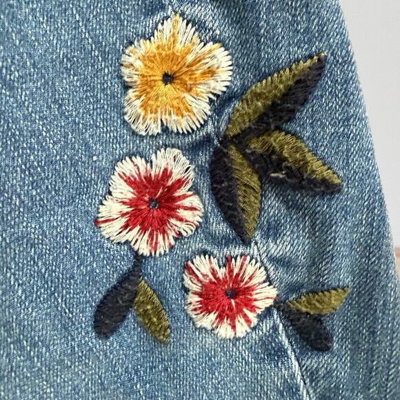 Talbots Slim Ankle Jeans Embroidered Floral Size 22 Womens Boho Hi Rise Coastal - Picture 2 of 10